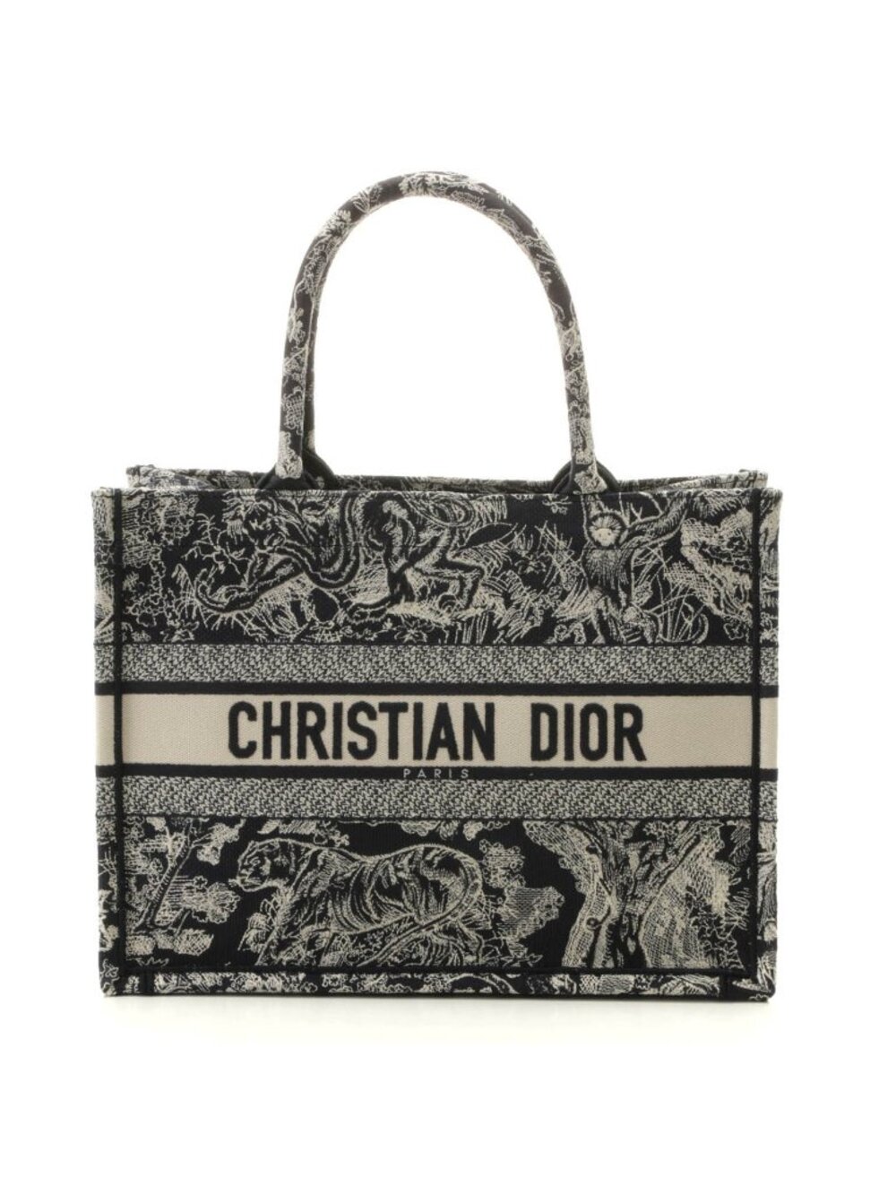 Dior Book Tote Bag Medium Toile de Jouy Reverse Ecru Fois Canvas White Blue